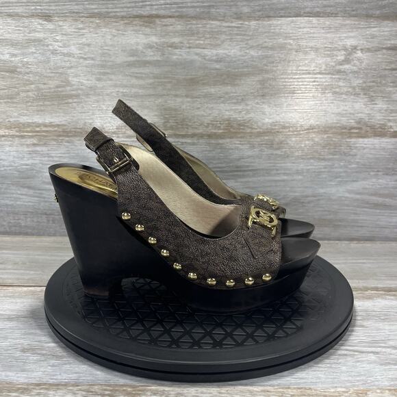 MICHAEL Michael Kors Women's Studied wooden Wedges Size 9 M - Picture 3 of 9